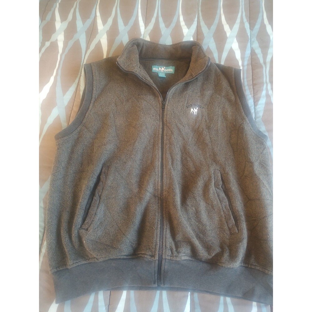 Vintage y2K 2000’s Big dogs Brown Full Zip Fleece Vest Mens XL Sweater